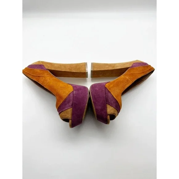 Steve Madden Gaayle Brown Leather Suede Ultra High Heel Peep Toe Pumps Size 6.5 - Picture 7 of 11